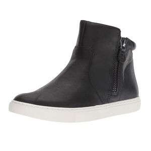 KENNETH COLE Women’s Black Leather Zip Up High Top Slip On Sneakers Size 8